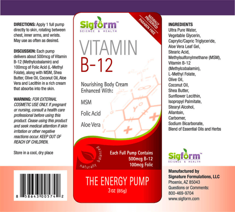 Vitamin B12 Cream Folate Cream 3oz