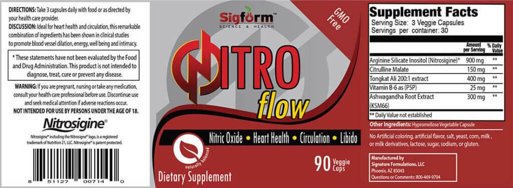 Nitrol Flow Nitric Oxide supplement 90 Caps